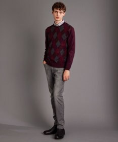 JOSEPH ABBOUD 【滑らかな肌触り/洗える】 エクストラファインメリノアーガイルクルーネック  ニット