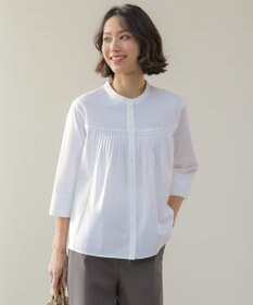 J.PRESS LADIES キャタピラシャツジャージー バンドカラー カットソー ホワイト系