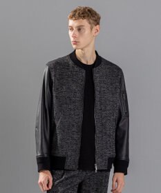 JOSEPH HOMME 【LEON 掲載】ブライトヘザージャージー レザーブロッキングブルゾン