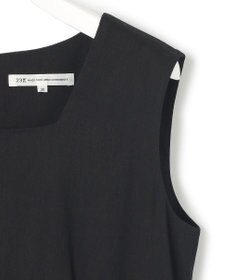 23区 S 【洗える】リネンレーヨンストレッチ スクエアネック オールインワン