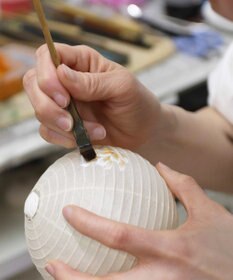 ちょうちん堂 【あかり道】〈手書絵付〉アリアケスミレ ちょうちん ライト