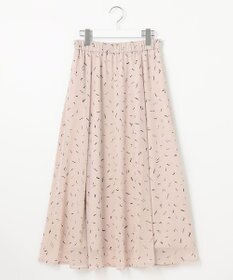 自由区 【XSサイズ～/洗える】ドローイングタッチプリント ギャザースカート