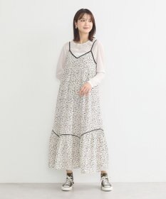 earth music&ecology 切替パイピングフラワーキャミワンピース