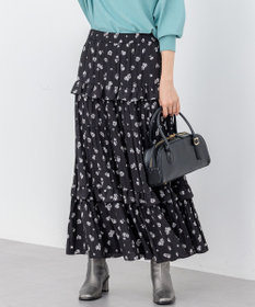 組曲 S 【加藤ローサさん着用 / レングス調整可能】ギャザーライトデシンティアード スカート