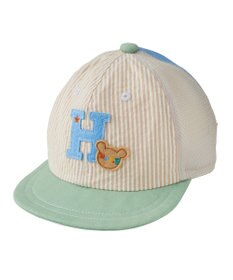 MIKI HOUSE HOT BISCUITS 【44-54cm】 ストライプ ロゴメッシュキャップ