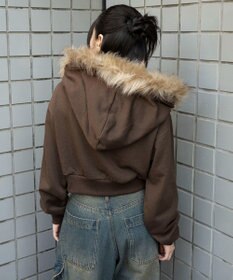 WEGO ファーフードショートZIPパーカー