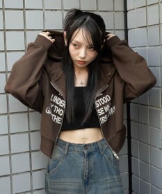 WEGO ファーフードショートZIPパーカー