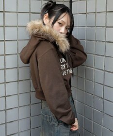 WEGO ファーフードショートZIPパーカー