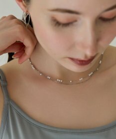Phoebe 〈金属アレルギー対応〉レイヤードステーションパールネックレス　シルバー　ステンレス