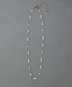 Phoebe 〈金属アレルギー対応〉レイヤードステーションパールネックレス　シルバー　ステンレス
