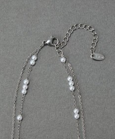 Phoebe 〈金属アレルギー対応〉レイヤードステーションパールネックレス　シルバー　ステンレス