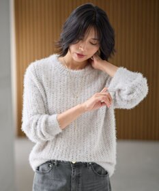 ANY 【洗濯機可】フェザーメッシュニット