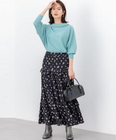 組曲 S 【加藤ローサさん着用 / レングス調整可能】ギャザーライトデシンティアード スカート