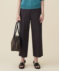 自由区 コットンサテンクロップド丈ワイドストレート パンツ ［新色］ダークブラウン系