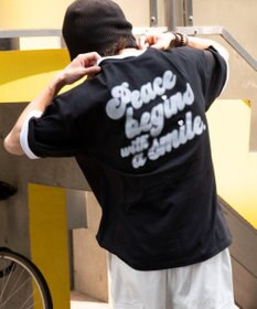 WEGO 【ユニセックス着用ITEM/MLサイズ展開】アクセ付きリンガーグラフィックT（SS）