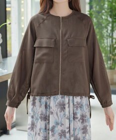 Tiaclasse メッシュジャガードノーカラーブルゾン