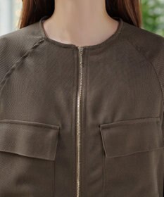 Tiaclasse メッシュジャガードノーカラーブルゾン