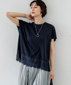 23区 L 【先行予約】コットンフォルムレースコンビ カットソー