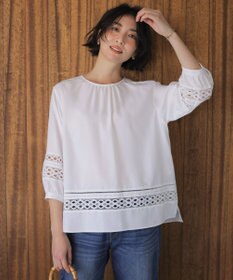 J.PRESS LADIES スパンソフトクロス刺繍 ブラウス