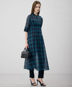 ICB L 【先行予約】ハイツイストシアーチェック シャツワンピース