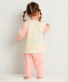 MIKI HOUSE HOT BISCUITS 【80-120cm】 ドット柄 ミニ裏毛パイル素材 腹巻き付き長袖パジャマ