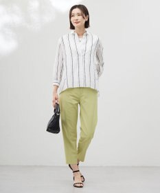 J.PRESS LADIES L 【洗える・接触冷感・UVケア・吸水速乾・防透け】麻シェルドライ テーパード パンツ