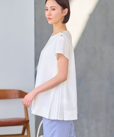自由区 L 【洗える】ツイストプレインジャージーサイドプリーツ カットソー