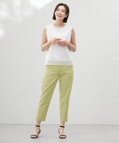 J.PRESS LADIES L 【洗える・接触冷感・UVケア・吸水速乾・防透け】麻シェルドライ テーパード パンツ