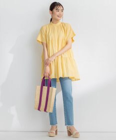 組曲 【洗える】ナチュラルローンギャザーフレア ブラウス