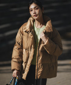 23区 【Oggi掲載】シレータフタ ハイネック ショート ダウンコート キャメル系