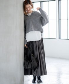 23区 L 【洗える】サテン ロングスリーブ Tシャツ