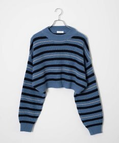 WEGO ボーダーショートニットプルオーバー