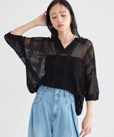 earth music&ecology レーシースキッパーポロニットプルオーバー