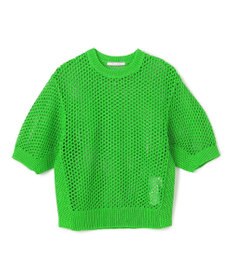 BEIGE， 【洗える】ALOE / コットンメッシュ半袖クルーネックニット