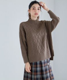 ANY 【6色展開】ソフトアクリルハイネックケーブルニット