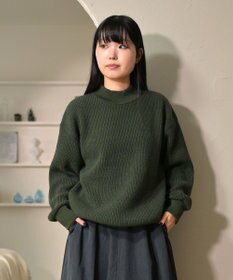WHITE MAILS 【UNISEX】WASHI&COOMA LAMBS RIB KNIT MOCKNECK SWEATER ニットセーター