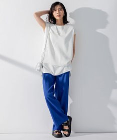 23区 L 【洗える】リネンレーヨンストレッチ ワイド パンツ