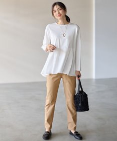 ANY L 【WEB限定】サテンコンビペプラムカットソー