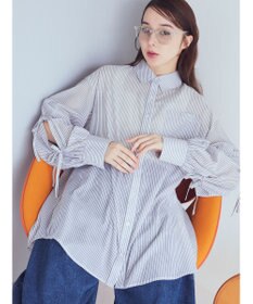 earth music&ecology 袖スリットリボンロングシャツ