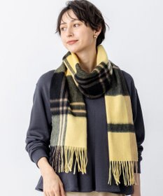 23区 カシミヤ チェック マフラー イエロー系