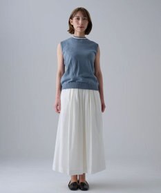 muuc 〈細番手の高級綿糸コットンコーマ糸〉〈洗練された繊維の滑らかな肌触り〉〈お家で洗えるニット〉模様編み ポピーの花リンクス編み ノースリーブブルオーバー