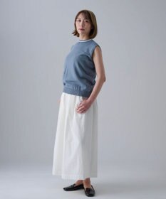 muuc 〈細番手の高級綿糸コットンコーマ糸〉〈洗練された繊維の滑らかな肌触り〉〈お家で洗えるニット〉模様編み ポピーの花リンクス編み ノースリーブブルオーバー