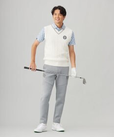 23区GOLF 【MEN】【吸水速乾/UVカット】アザミ小紋柄半袖ポロシャツ