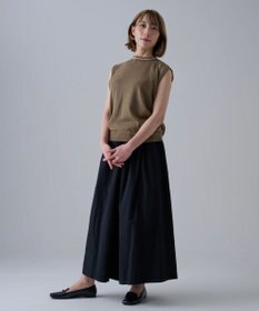 muuc 〈細番手の高級綿糸コットンコーマ糸〉〈洗練された繊維の滑らかな肌触り〉〈お家で洗えるニット〉模様編み ポピーの花リンクス編み ノースリーブブルオーバー