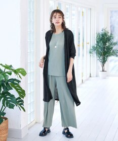 Tiaclasse 【吸水速乾・UVケア・洗える】ランダムリブカットソーカーディガン