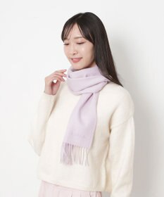 MOONBAT FURLA(フルラ）カシミヤ100％ 無地 マフラー ロゴ刺繍 手洗いOK