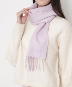 MOONBAT FURLA(フルラ）カシミヤ100％ 無地 マフラー ロゴ刺繍 手洗いOK