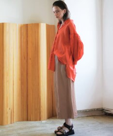 YECCA VECCA 綿麻シアーボリュームギャザーシャツ