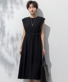 23区 【吸水速乾/UVカット/接触冷感/洗える】ストレッチジョーゼット ワンピース ブラック系