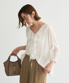 YECCA VECCA ラッフルリボンシアーブラウス